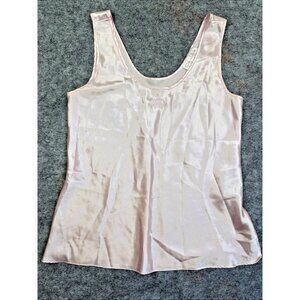 Oscar De La Renta Pink Label Satin Coquette Cami Pajama Tank Logo Small